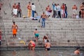 Locals having a bath in Varanasi, India. Royalty Free Stock Photo