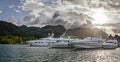 A few luxury yachts at the berth of Eden island
