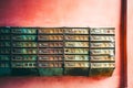 Few old mailboxes hanging on the wall. Rusted Mailboxes. Mail from the past Royalty Free Stock Photo