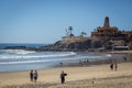 Few people enjoying the early day in Todos Santos beach in Baja California, Mexico