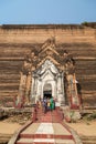 Unfinished Mingun Pahtodawgyi monument stupa in Myanmar