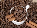 Cup, coffee and cinnamon Royalty Free Stock Photo