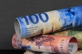 A few rolled-up Swiss banknotes Royalty Free Stock Photo