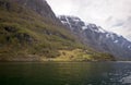 few small rural houses in aurlandsfjord in early summer Royalty Free Stock Photo