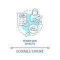 Fewer side effects turquoise concept icon