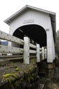 Covered and painted white, Ritner Creek Bridge as seen from below.