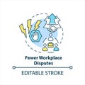 Fewer workplace disputes concept icon