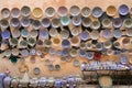 Ceramic goods for sale in Fes el Bali market in Fez, Morocco.