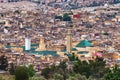 FEZ, MOROCCO - JUNE 02, 2017: Aerial view of the famous University of al-Qarawiyyin and Zawiya of Moulay Idris II in the Fez el