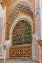 FEZ, MOROCCO - JUNE 02, 2017: South wall of the mausoleum of Moulay Idris II, who ruled Morocco in IX c. and is considered the