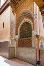 FEZ, MOROCCO - JUNE 02, 2017: South wall of the mausoleum of Moulay Idris II, who ruled Morocco in IX c. and is considered the