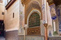 FEZ, MOROCCO - JUNE 02, 2017: South wall of the mausoleum of Moulay Idris II, who ruled Morocco in IX c. and is considered the
