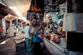 FEZ, MOROCCO, JUNE 2016: traditional shop in the old market. Street vendor in the old medina Royalty Free Stock Photo