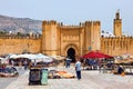 FEZ, MOROCCO - JUNE 02, 2017: View of the historical Bab Chorfa gate in Fez. The gate and entrance of the Kasbah An-Nouar Filali