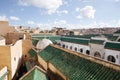 Fez, Morocco-november 06, 2019: Moroccan city landscape with mosque, old buildings and narrow streets