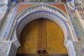 Fez, Morocco - southeastern gate to Zaouia Moulay Idriss II, zawiya with Fes founder tomb.