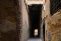 Fez, Morocco - view from a narrow alley in Fes el Bali. Royalty Free Stock Photo