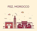 Fez skyline Morocco Trendy vector linear style