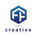 FF Initial letter hexagonal logo vector