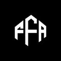 FFA letter logo design with polygon shape. FFA polygon and cube shape logo design. FFA hexagon vector logo template white and Royalty Free Stock Photo