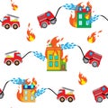 Firetrucks and buildings. Royalty Free Stock Photo