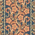 Ffloral seamless pattern in batik style, Vector background. Royalty Free Stock Photo