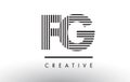 FG F G Black and White Lines Letter Logo Design.
