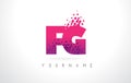 FG F G Letter Logo with Pink Purple Color and Particles Dots Design.