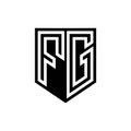 FG Logo monogram shield geometric white line inside black shield color design