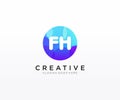 FH initial logo With Colorful Circle template vector