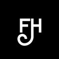 FH letter logo design on black background. FH creative initials letter logo concept. fh letter design. FH white letter design on Royalty Free Stock Photo