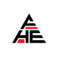 FHE triangle letter logo design with triangle shape. FHE triangle logo design monogram. FHE triangle vector logo template with red Royalty Free Stock Photo