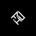 FHU letter logo design on black background. FHU creative initials letter logo concept. FHU letter design Royalty Free Stock Photo