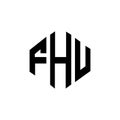 FHU letter logo design with polygon shape. FHU polygon and cube shape logo design. FHU hexagon vector logo template white and Royalty Free Stock Photo