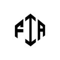 FIA letter logo design with polygon shape. FIA polygon and cube shape logo design. FIA hexagon vector logo template white and