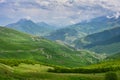 Fiagdon mountain valley scenery with serpentine road to the Arkhonsky Pass