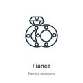 Fiance outline vector icon. Thin line black fiance icon, flat vector simple element illustration from editable family relations