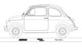 Fiat 500 L popular vintage car, silhouette on the white background