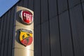 Fiat and Abarth company logo on dealership building on January 20, 2017 in Prague, Czech republic.