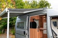 Fiat camper van awning with side slide open door and marquee