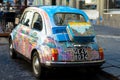 Fiat 500 with colorful mural