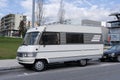 A Fiat Ducato Hymer Motorhome parked on the side of the street