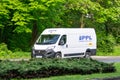 Fiat Ducato van of PPL delivery company with motion blur effect