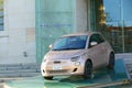 Fiat 500e full electric citycar on display at Stellantis italian headquarters