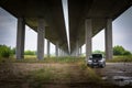 Fiat Freemont SUV under the highway overpass in Poland Royalty Free Stock Photo