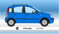 Fiat Panda, second version of the italian car, vintage, silhouette with colors Royalty Free Stock Photo