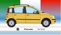 Fiat Panda, second version 2003, popular italian car, vintage, silhouette, vector illustration Royalty Free Stock Photo