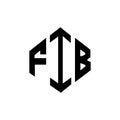 FIB letter logo design with polygon shape. FIB polygon and cube shape logo design. FIB hexagon vector logo template white and Royalty Free Stock Photo