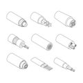 Fiber cable vector outline set icon. Isolated ioutline set icon fibre wire. Vector illustration fiber cable on white background Royalty Free Stock Photo