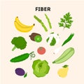 Fiber foods set.